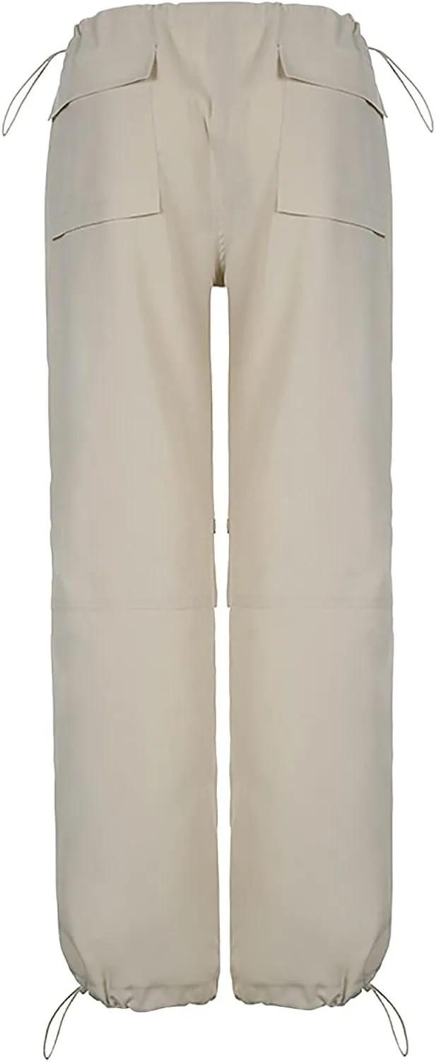 Women's Y2k Cargo Pants Casual Straight Leg High Rise Baggy Joggers Trousers with Multiple Pockets Streetwear