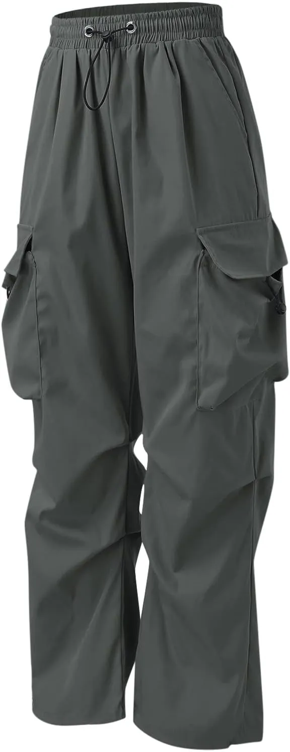 Women's Y2k Cargo Pants Casual Straight Leg High Rise Baggy Joggers Trousers with Multiple Pockets Streetwear