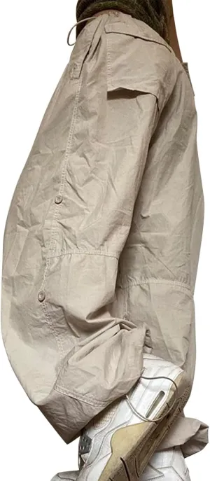 Women's Y2k Cargo Pants Casual Straight Leg High Rise Baggy Joggers Trousers with Multiple Pockets Streetwear