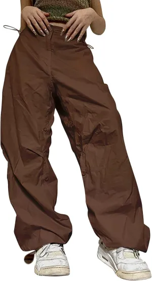 Women's Y2k Cargo Pants Casual Straight Leg High Rise Baggy Joggers Trousers with Multiple Pockets Streetwear