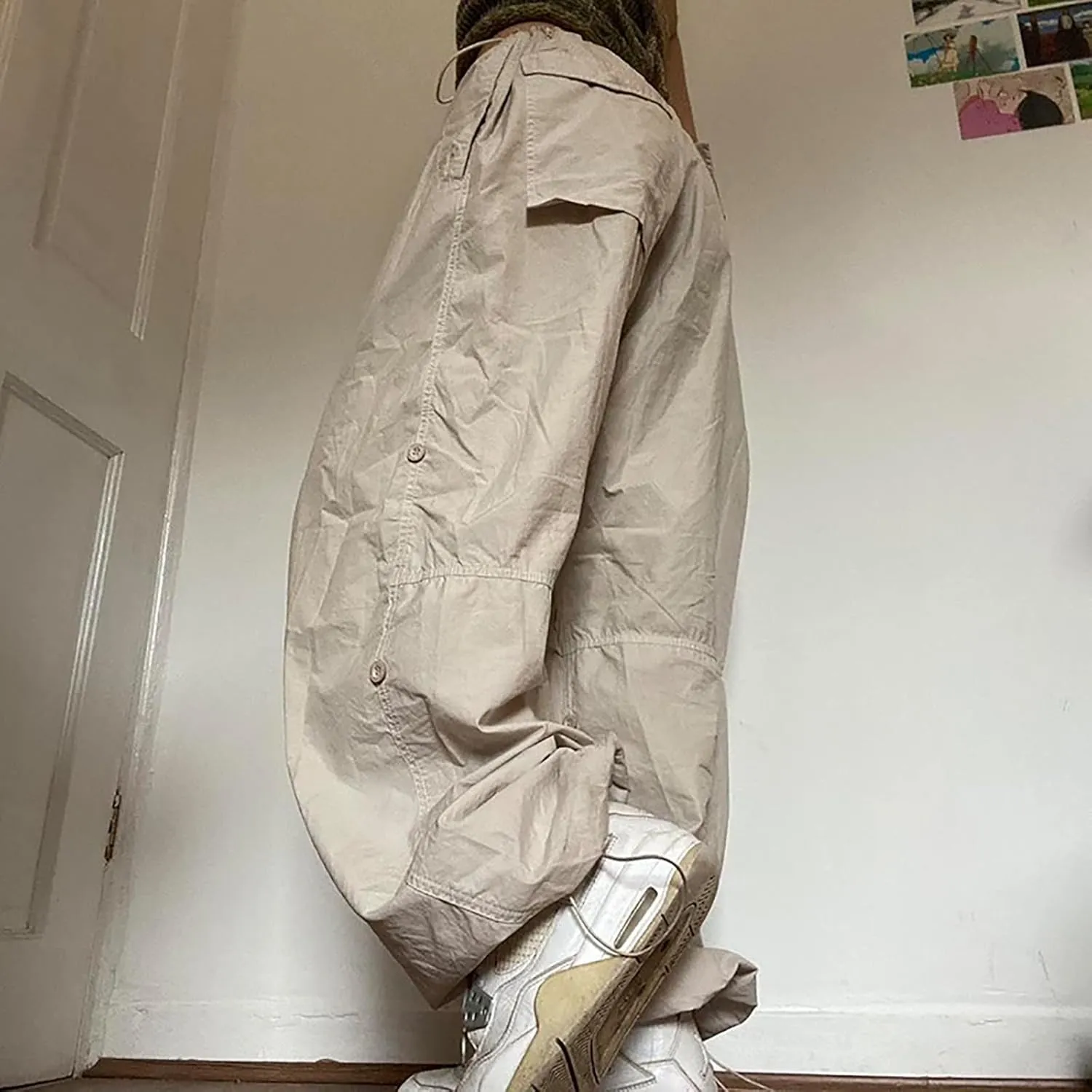 Women's Y2k Cargo Pants Casual Straight Leg High Rise Baggy Joggers Trousers with Multiple Pockets Streetwear