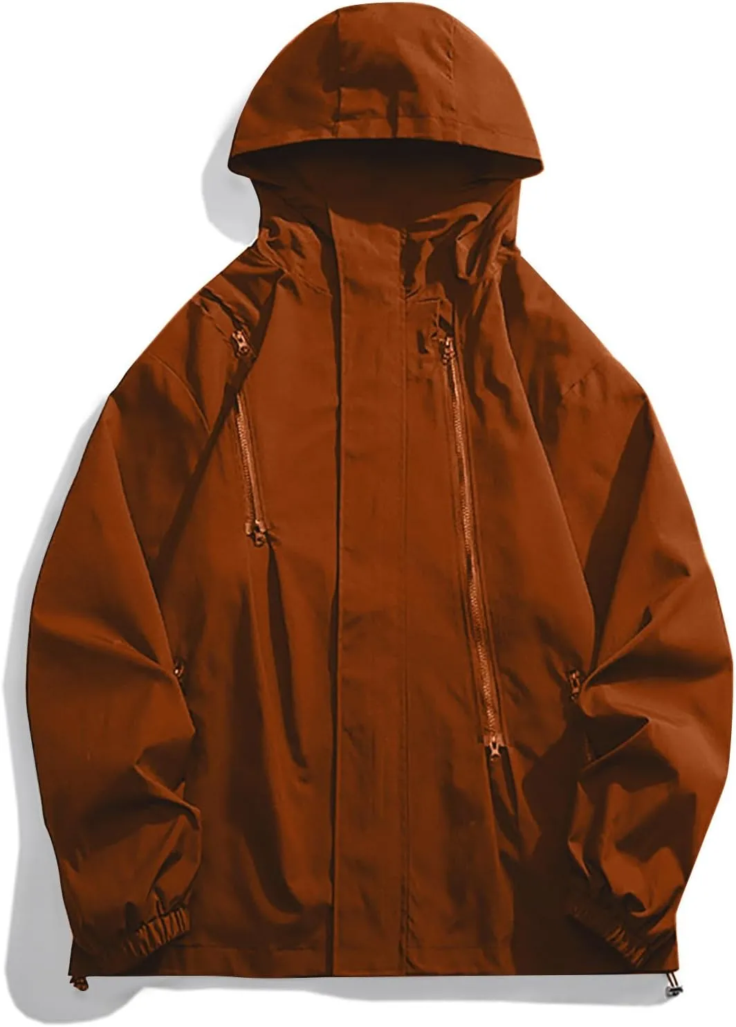 Women'sCasual Loose Zipper Hooded Jackets Fashion 2024 Solid Long Sleeve Windproof Trendy Stand Collar Jacket Coats