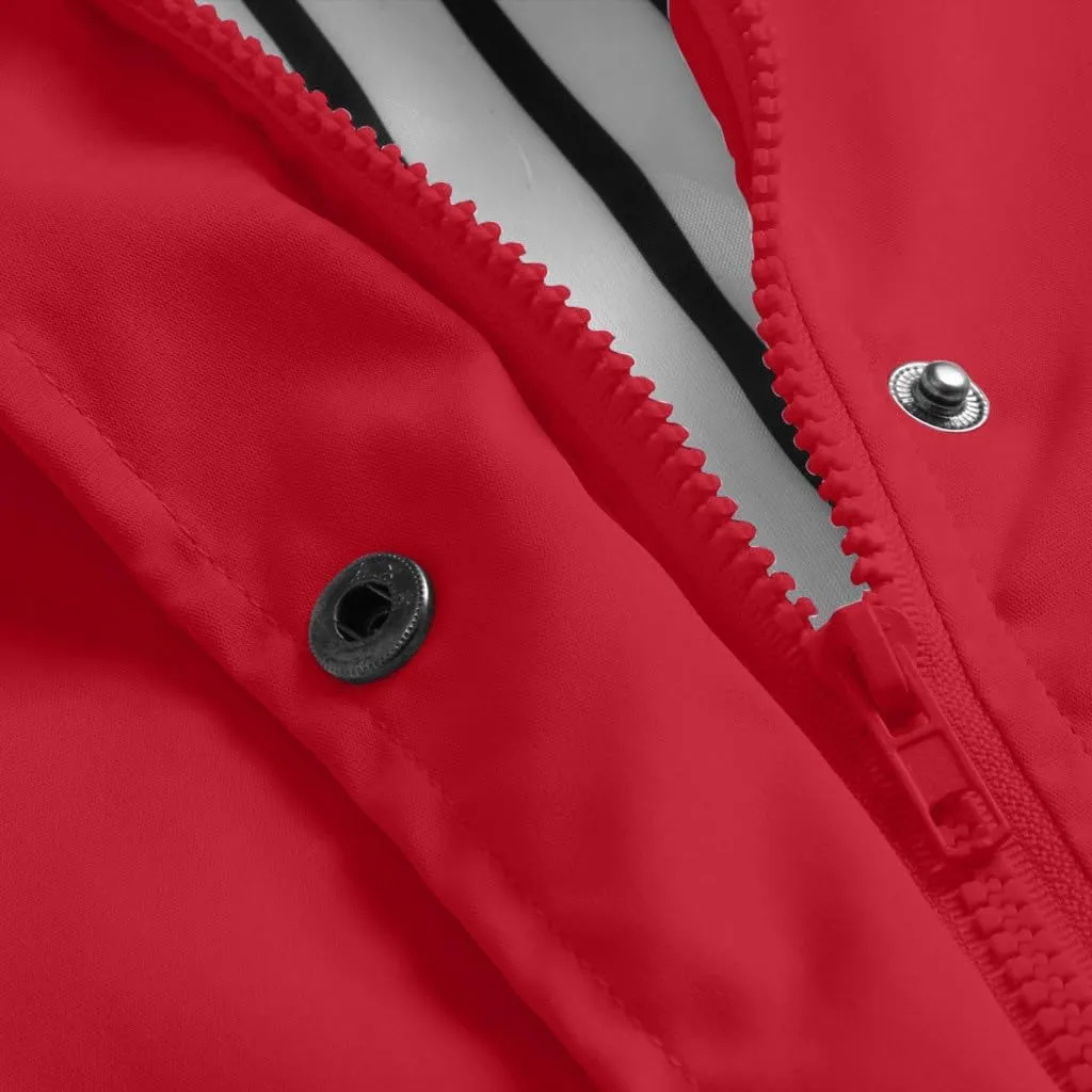 Women'sLong Sleeve Trench Jacket Fashion 2024 Solid With Button Outdoor Raincoat Winter Comfy Hooded Windbreaker