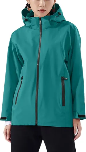 Women'sLoose Fit Hooded Windproof Fashion Winter Solid Long Sleeved Jacket Coats Classic Zipper With Pockets Jacket