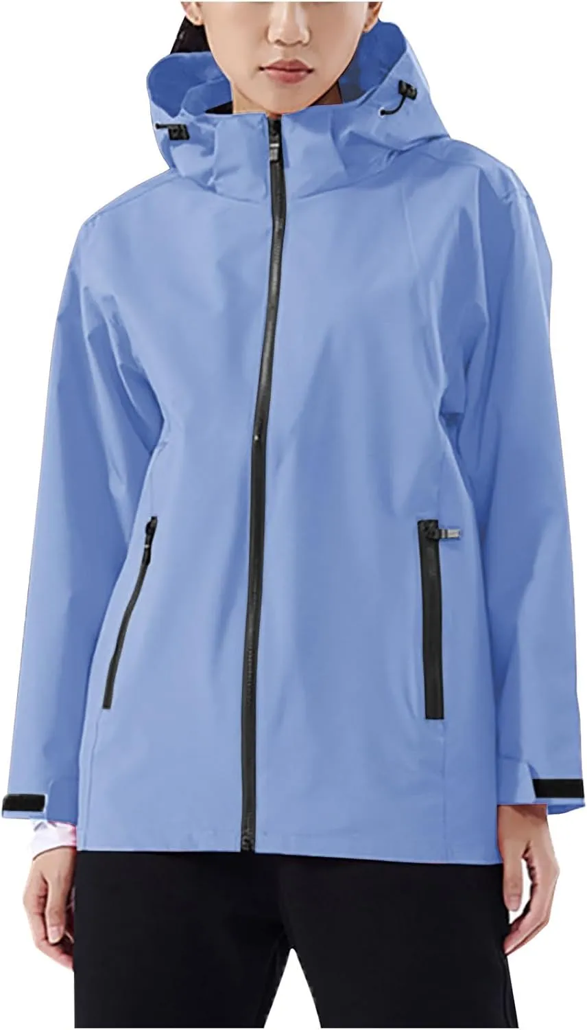 Women'sLoose Fit Hooded Windproof Fashion Winter Solid Long Sleeved Jacket Coats Classic Zipper With Pockets Jacket