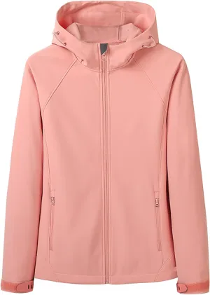 Women'sSoftshell Sports Jacket Coats Fashion 2024 Hooded With Drawstring Jacket Windproof Coat For Outdoor Hiking