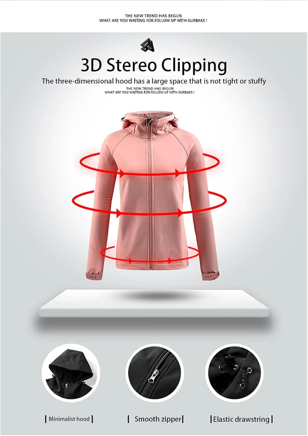 Women'sSoftshell Sports Jacket Coats Fashion 2024 Hooded With Drawstring Jacket Windproof Coat For Outdoor Hiking
