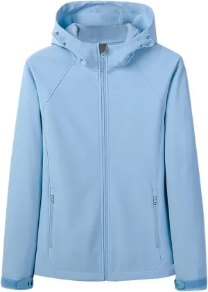 Women'sSoftshell Sports Jacket Coats Fashion 2024 Hooded With Drawstring Jacket Windproof Coat For Outdoor Hiking