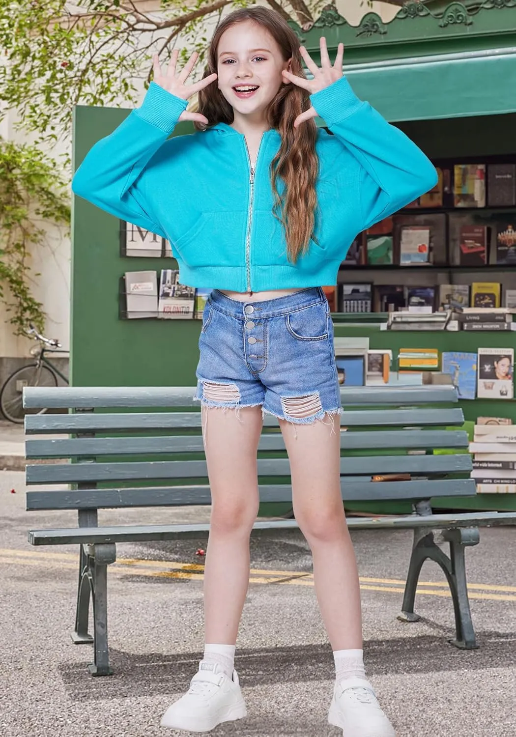 WULFUL Girls Casual Zipper up Sweatshirts Crop Jackets for Teens