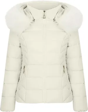 YRAETENM Winter Coats for Women Thicken Warm Short Quilted Jackets Outdoor Zip Padded down Coats Hooded Padded down Coats